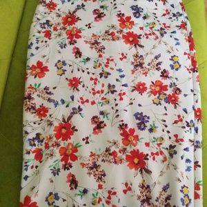 Express Floral Fitted Midi Skirt